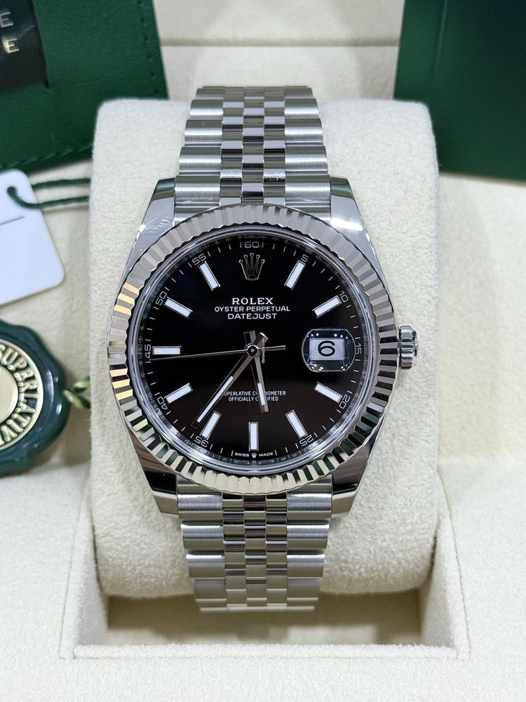 Relógio Datejust Jubilee preto 40 mm automático, mostrador preto e aro canelado
