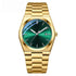 Relógio Movara® Sólido dourado com mostrador verde e pulseira metálica